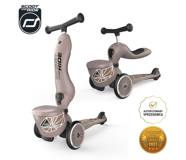 Scoot & Ride Highwaykick 1 Lifestyle Jeździk i hulajnoga 2w1 Brown Lines - 1109673 - zdjęcie 2